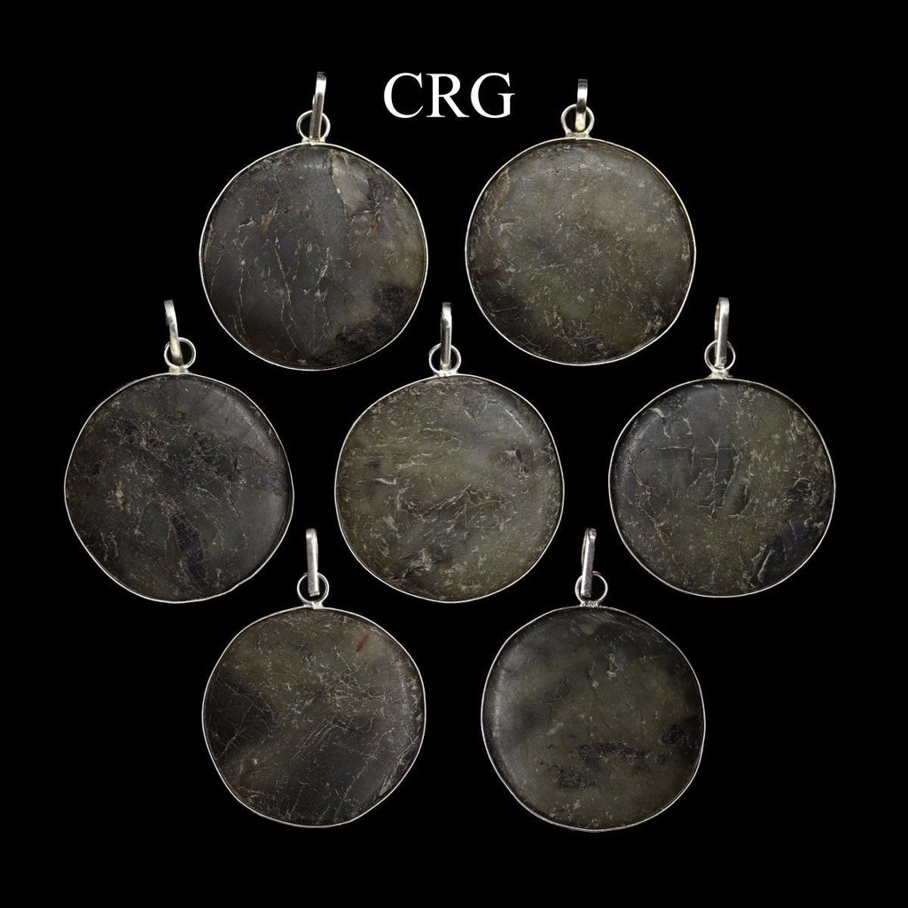 Labradorite Round Cabochon Pendant with Silver Plating (4 Pieces) Size 1.5 to 2 Inches (INJD)