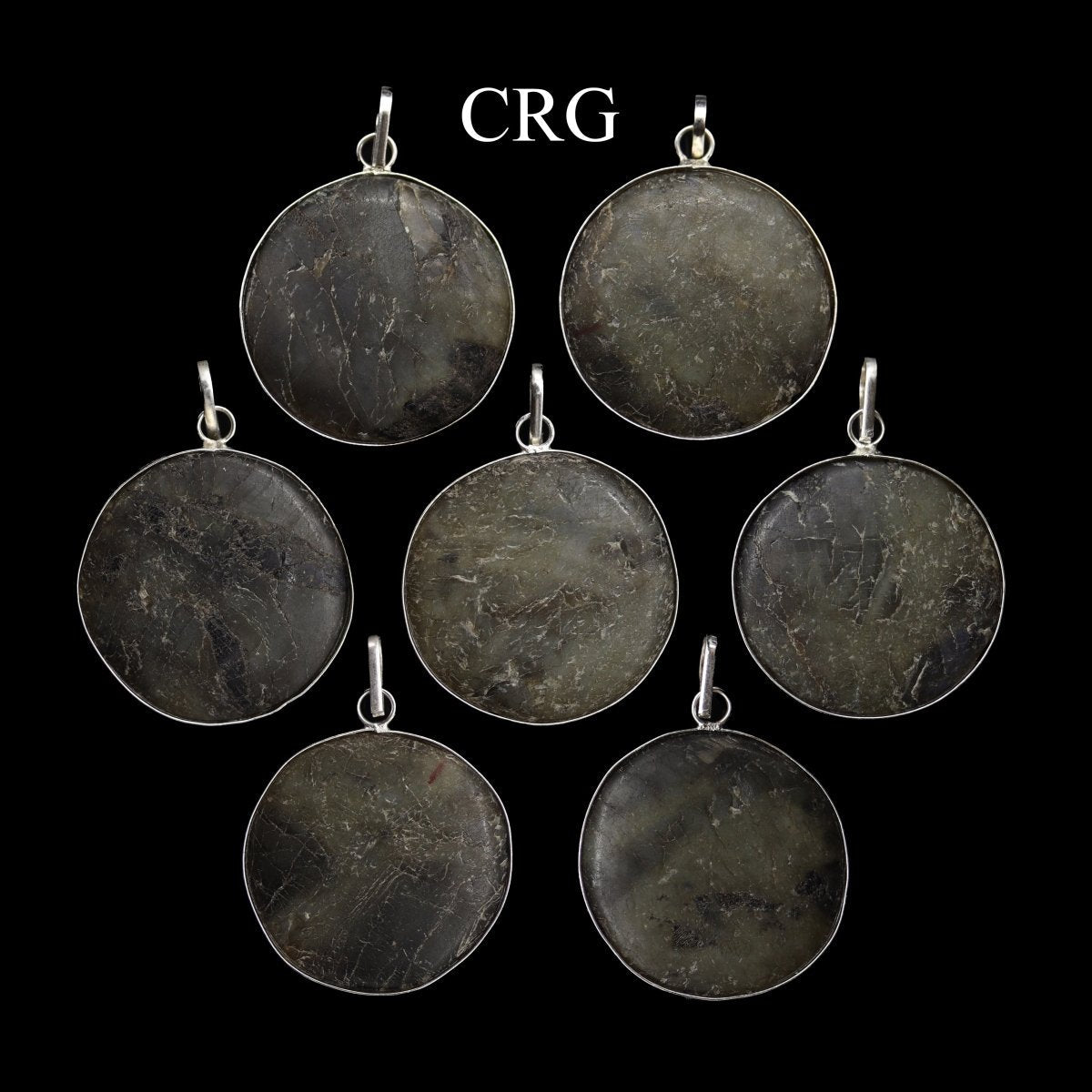 Labradorite Round Cabochon Pendant with Silver Plating (4 Pieces) Size 1.5 to 2 Inches (INJD)