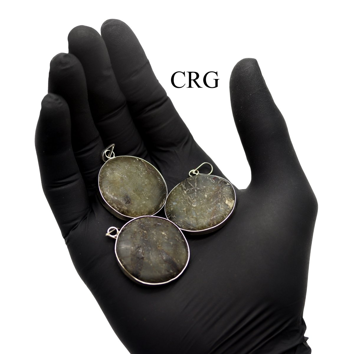 Labradorite Round Cabochon Pendant with Silver Plating (4 Pieces) Size 1.5 to 2 Inches (INJD)