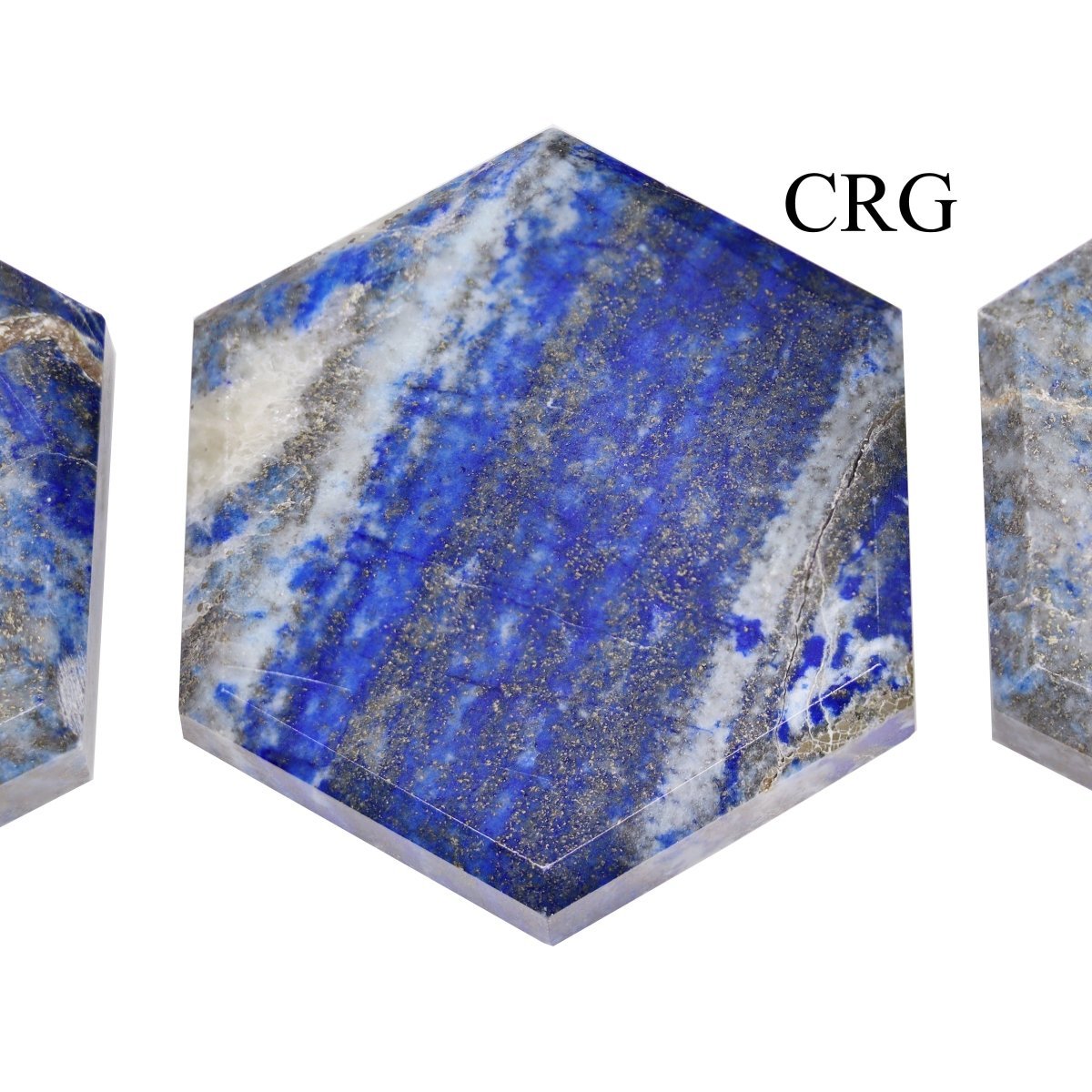 Lapis Lazuli Flat Faceted Hexagon Palm Stone (2 Inches) (3 Pcs)