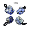 Lapis Lazuli Tumbled Pendant with Black Cord Macramé (1 Inch) (5 Pieces) (INJD)