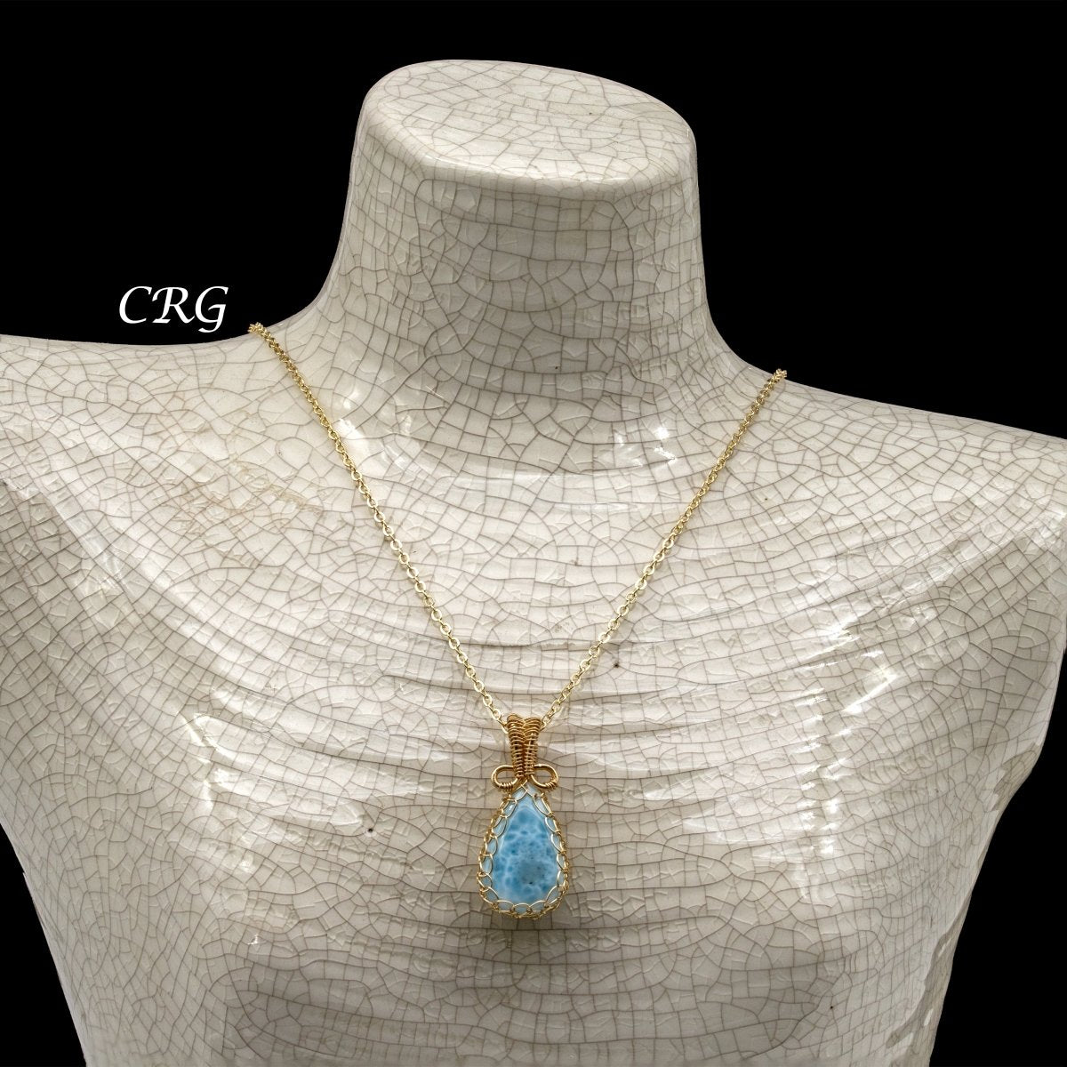 Larimar Wire Wrapped Pendant