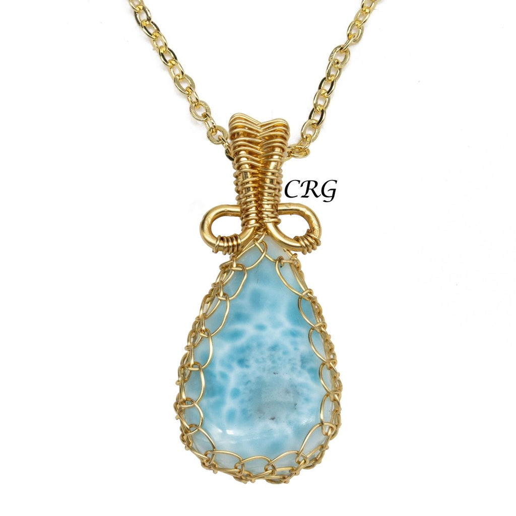 Larimar Wire Wrapped Pendant