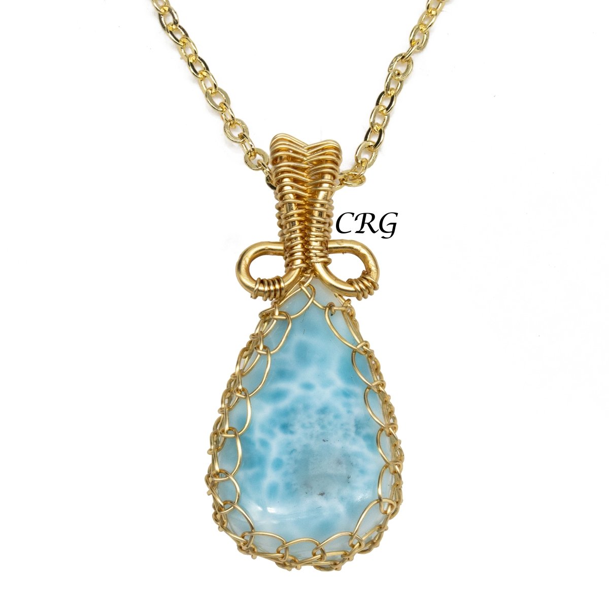 Larimar Wire Wrapped Pendant