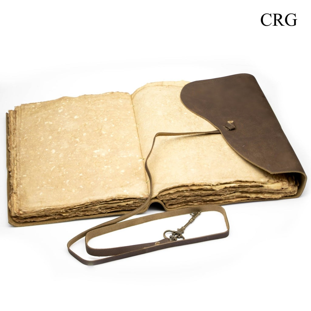 Leather Notebook with Key (1 Piece) Size 9.8 by 7 Inches Strap Closed Journal
