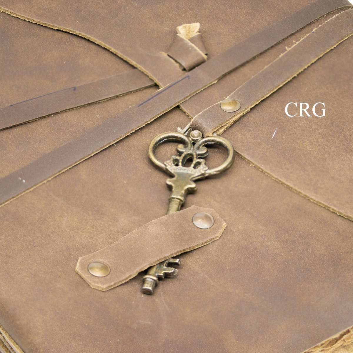 Leather Notebook with Key (1 Piece) Size 9.8 by 7 Inches Strap Closed Journal