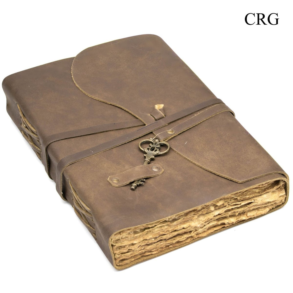 Leather Notebook with Key (1 Piece) Size 9.8 by 7 Inches Strap Closed Journal