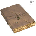 Leather Notebook with Key (1 Piece) Size 9.8 by 7 Inches Strap Closed Journal