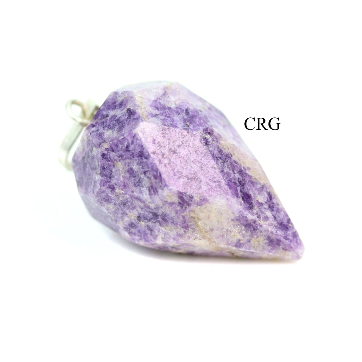 Lepidolite Faceted Drop Pendant with Silver Bail (1 Inch) (4 Pcs) (INJD)