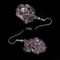 Lepidolite Rough Earrings with Silver Plated Wire (0.5 To 1 Inch) (1 Pair)