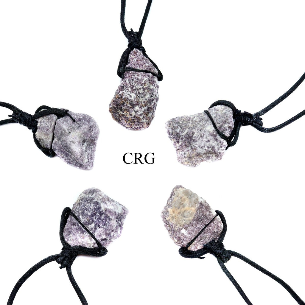 Lepidolite Rough Necklace on Black Cord (13 Inches) (4 Pieces)