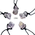 Lepidolite Rough Necklace on Black Cord (13 Inches) (4 Pieces)