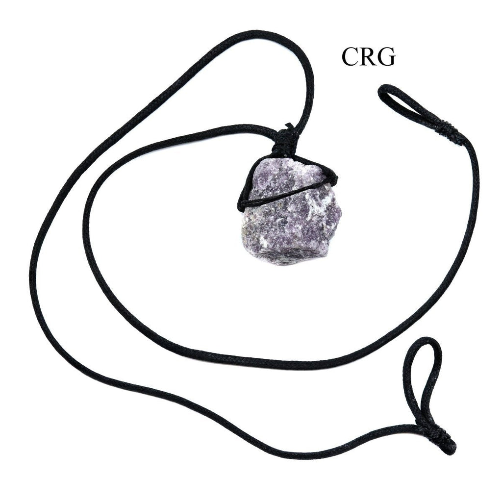 Lepidolite Rough Necklace on Black Cord (13 Inches) (4 Pieces)