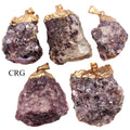 Lepidolite Rough Pendant with Gold Plating (1.5 To 2 Inches) (1 Piece)