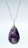 Lepidolite Teardrop Pendant with Silver Bail (4 Pieces) Size 2 Inches
