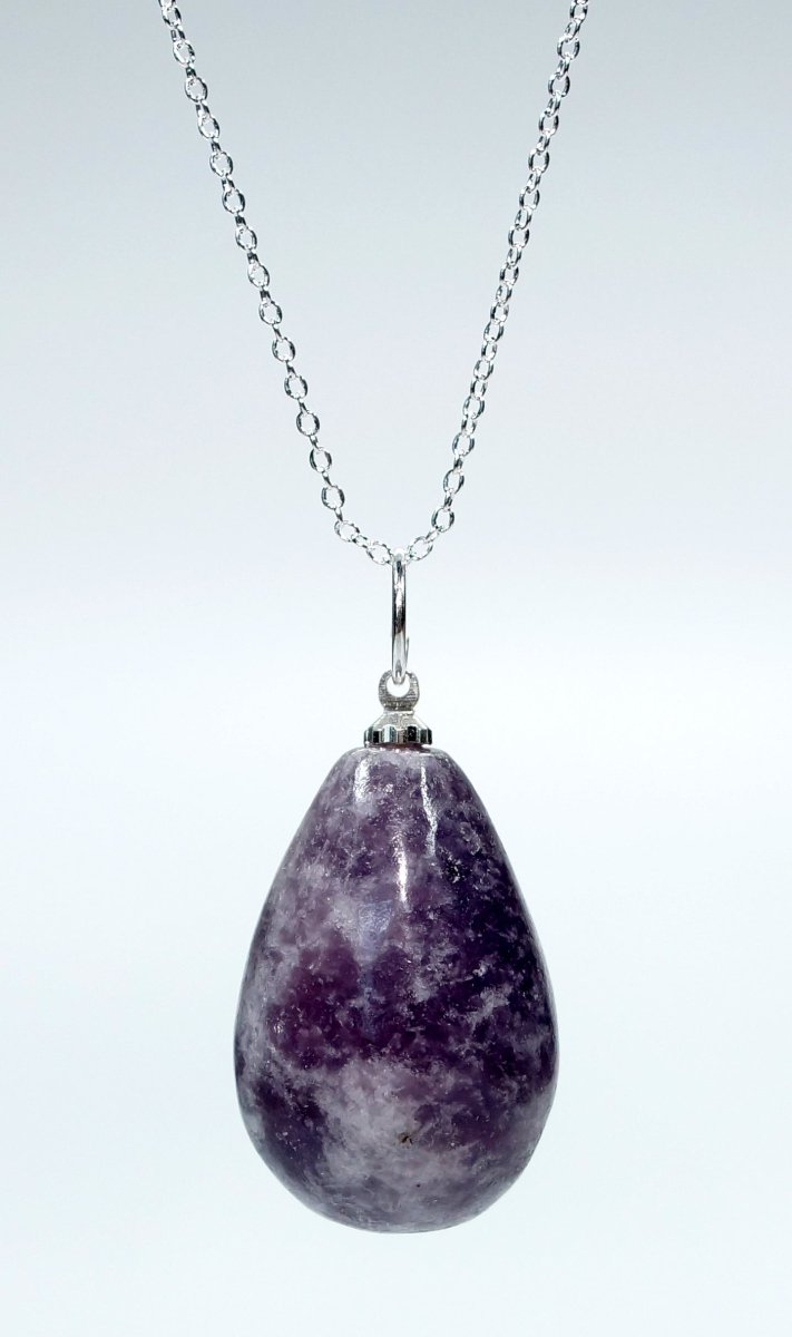Lepidolite Teardrop Pendant with Silver Bail (4 Pieces) Size 2 Inches
