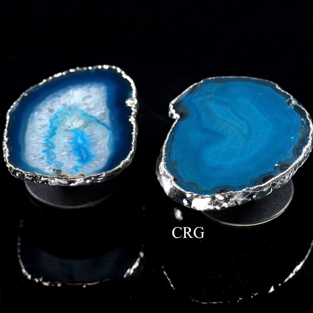LOT OF 4 - Freeform Silver Plated TEAL Agate Phone Grip