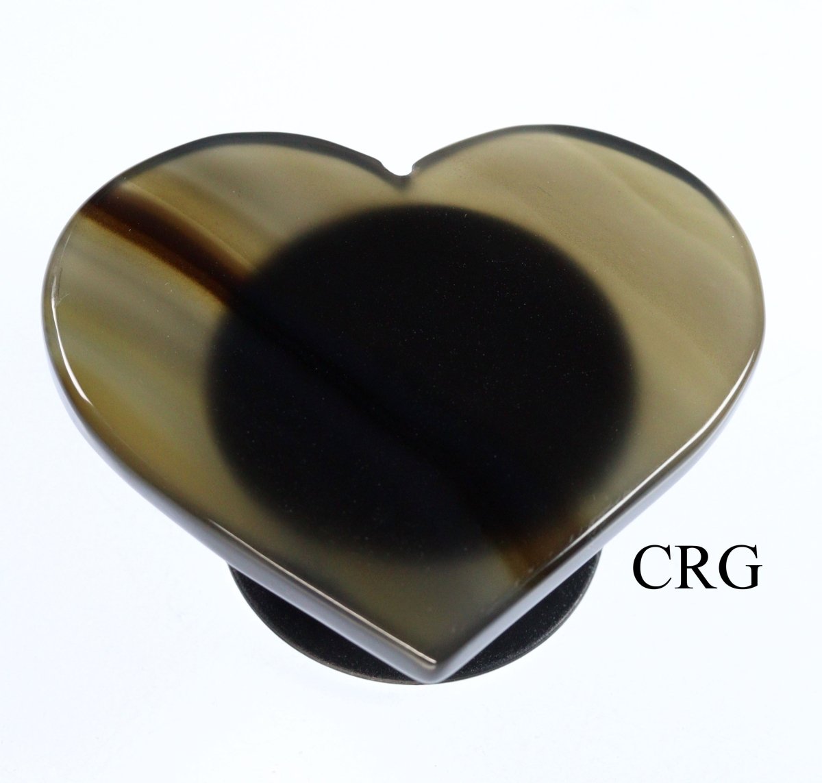 LOT OF 4- Polished BLACK Agate Slice Heart Phone Grips / 2-3" AVG