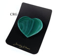 LOT OF 4 - Polished GREEN Agate Slice Heart Phone Grips / 2-3" AVG