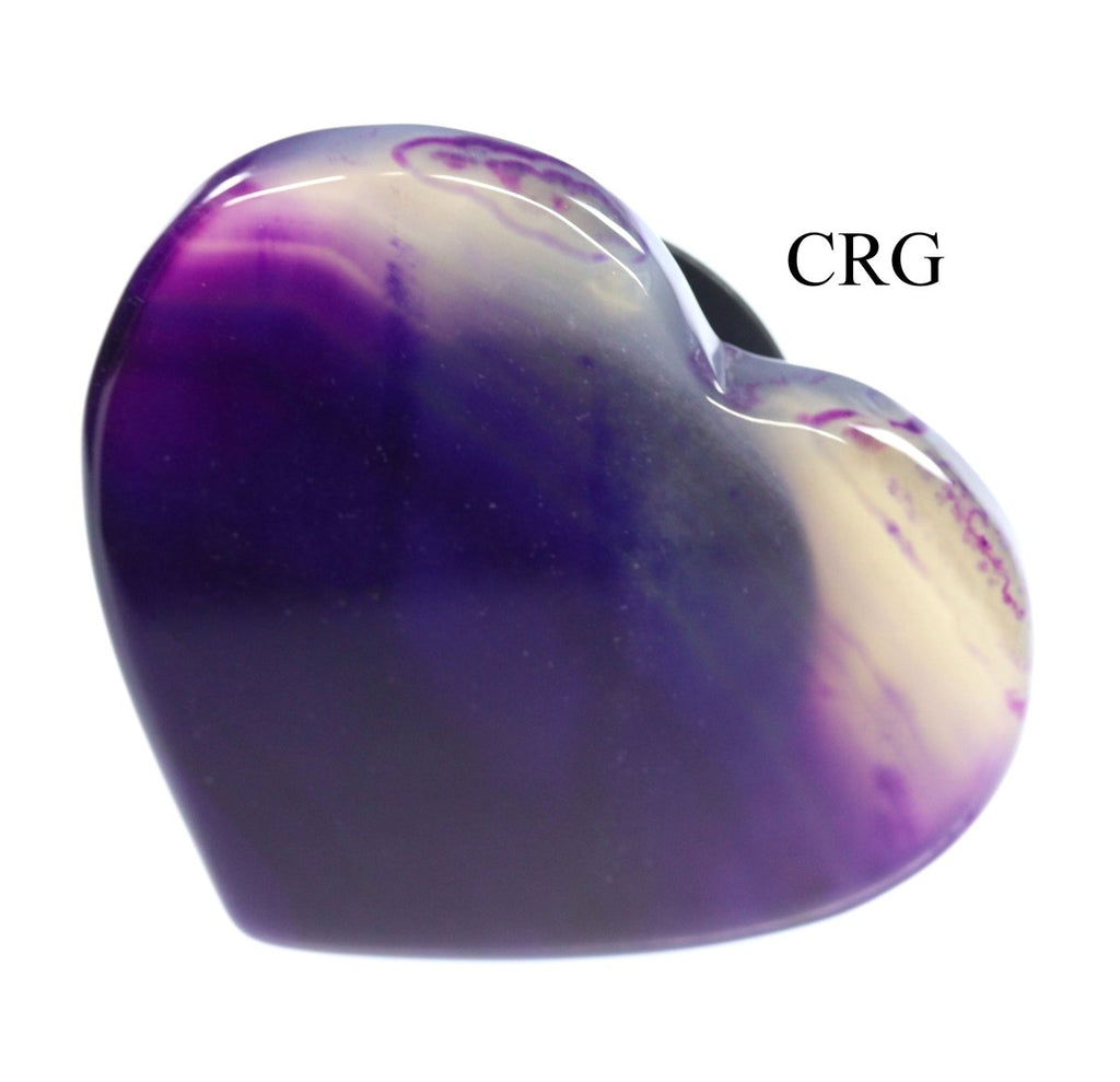 LOT OF 4 - Polished PURPLE Agate Slice Heart Phone Grip