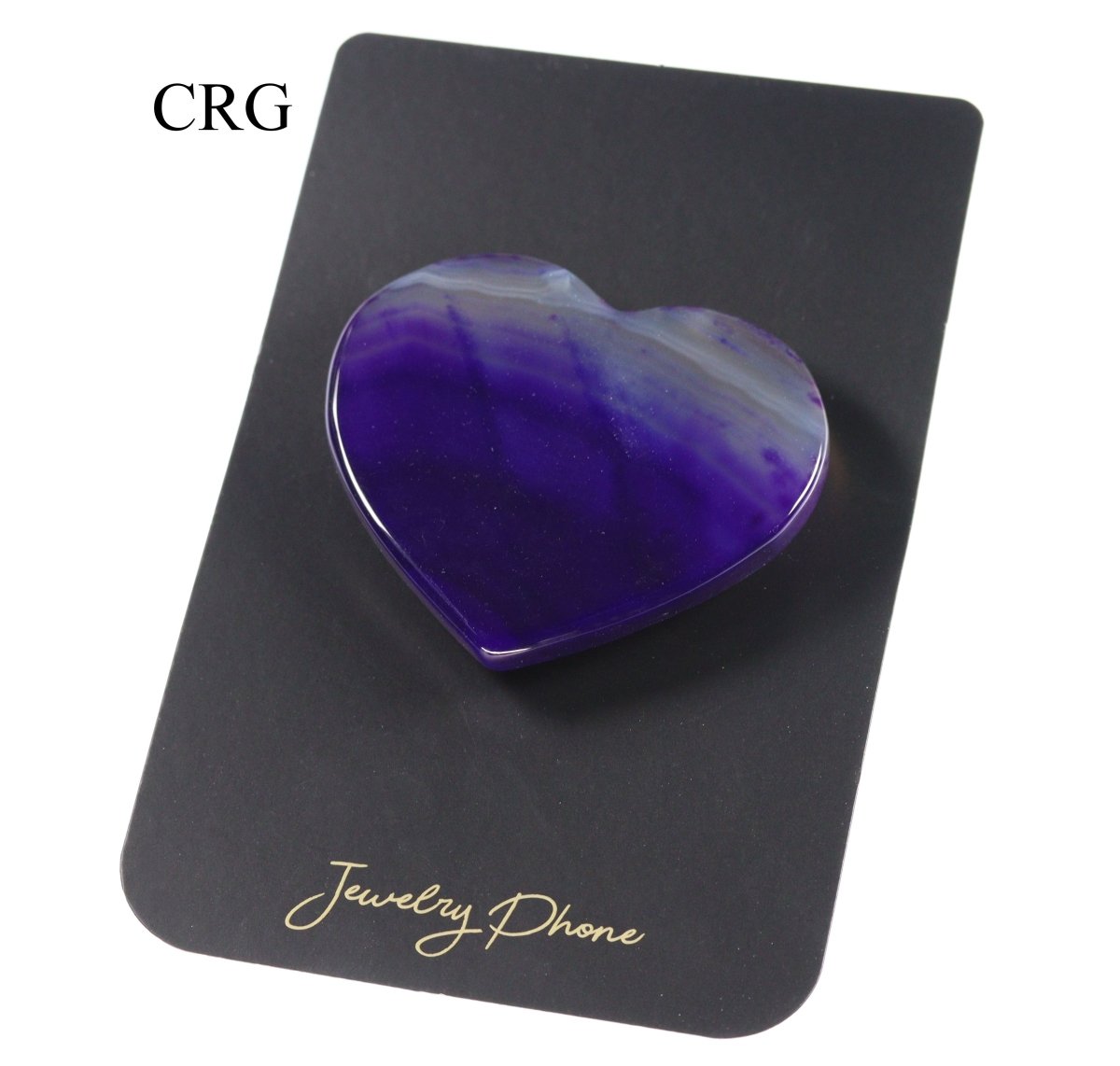 LOT OF 4 - Polished PURPLE Agate Slice Heart Phone Grip