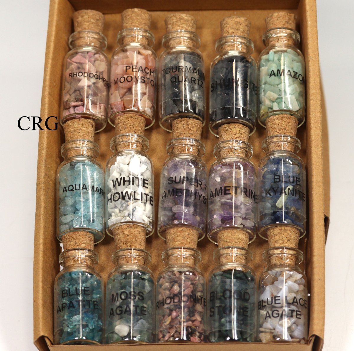 LUCKY SET - Assorted Gemstone Chip Bottles / 15 PC