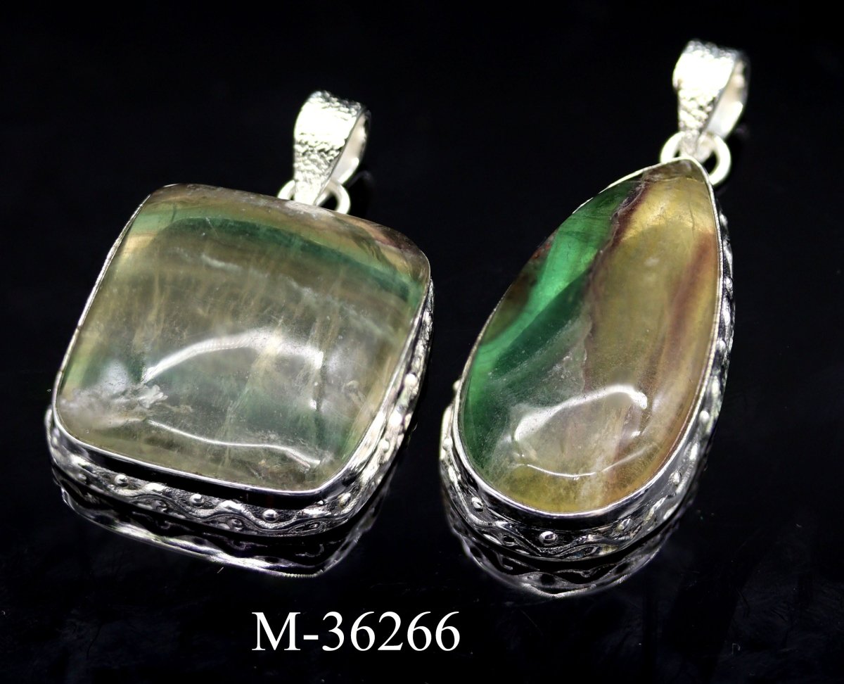 M-36266 - 925 Sterling Silver Rainbow Fluorite Jewelry / 26.7g