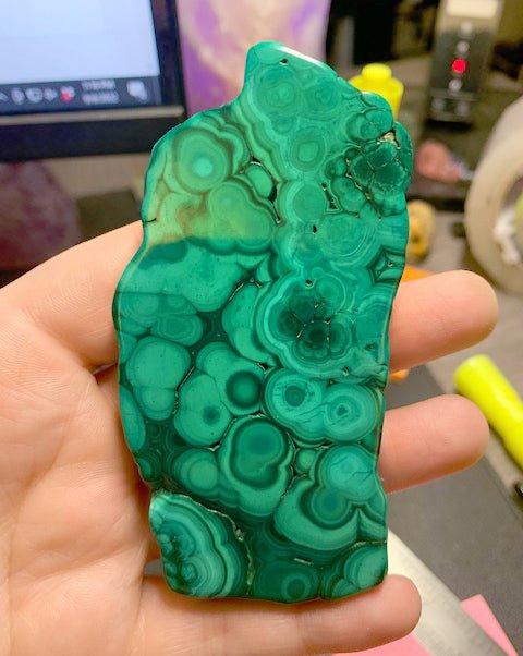 Malachite Slice (1 Piece) Size 3 to 4 Inches Polished Crystal Gemstone Slab