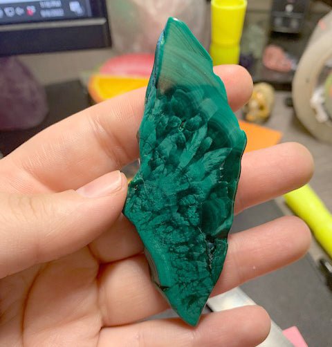 Malachite Slice (1 Piece) Size 3 to 4 Inches Polished Crystal Gemstone Slab
