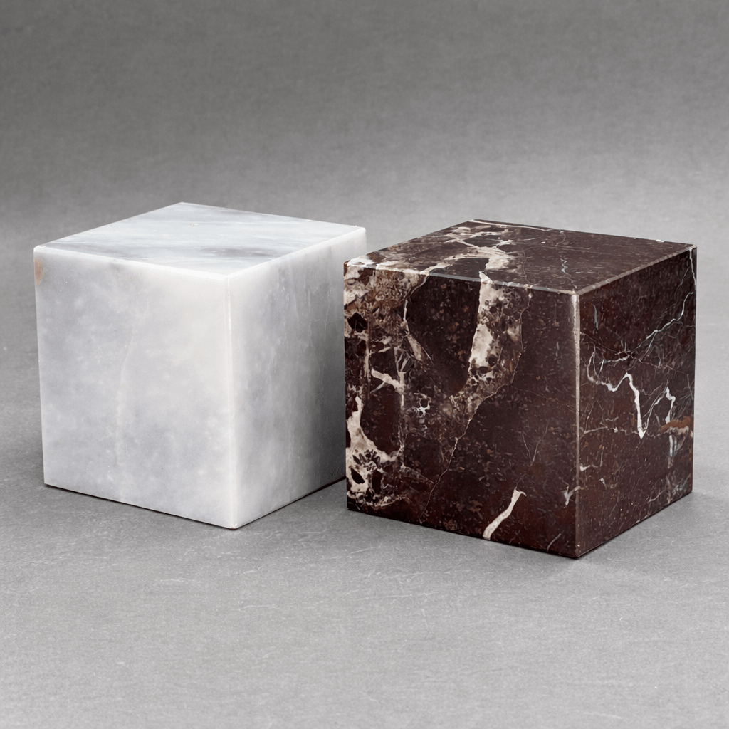 Marble Cube Desk Paperweight ( 4 inches ) Gemstone Office Decor