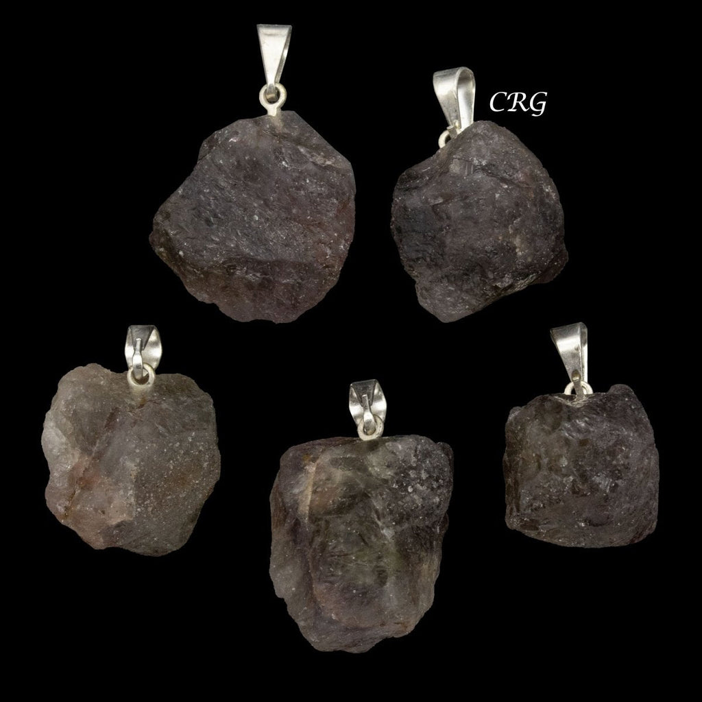 Melody Stone Rough Pendant with Silver Plated Bail (0.5 Inch) (5 Pieces)