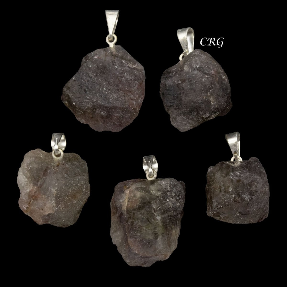 Melody Stone Rough Pendant with Silver Plated Bail (0.5 Inch) (5 Pieces)