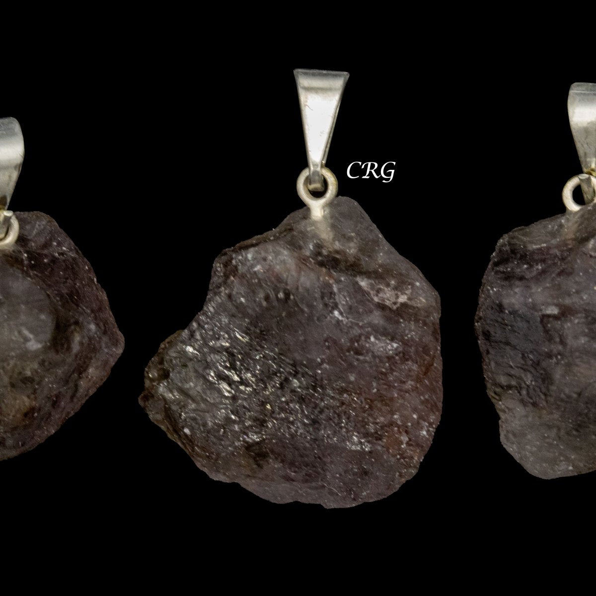 Melody Stone Rough Pendant with Silver Plated Bail (0.5 Inch) (5 Pieces)