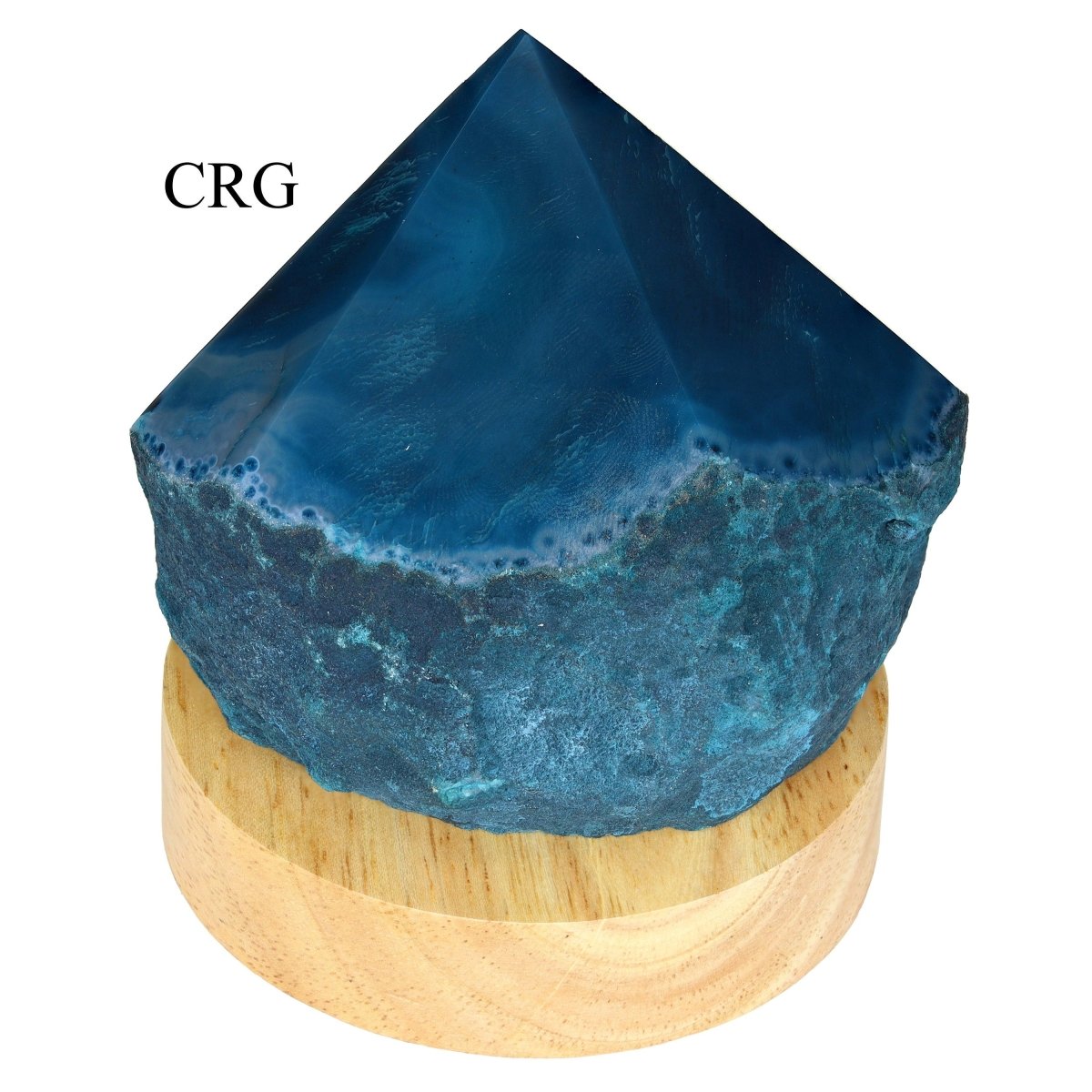Mini Teal Top Polished Point Agate Lamp