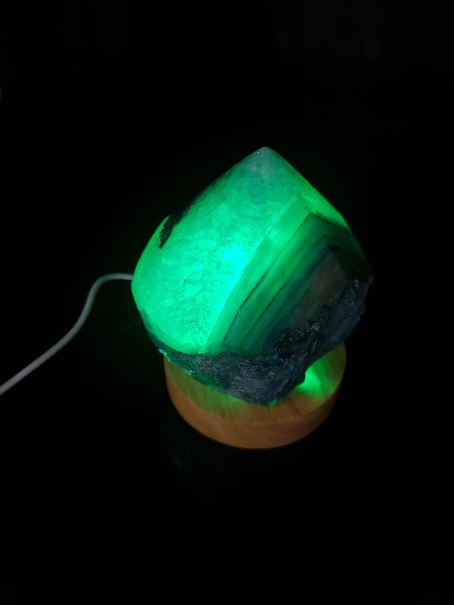 Mini Teal Top Polished Point Agate Lamp