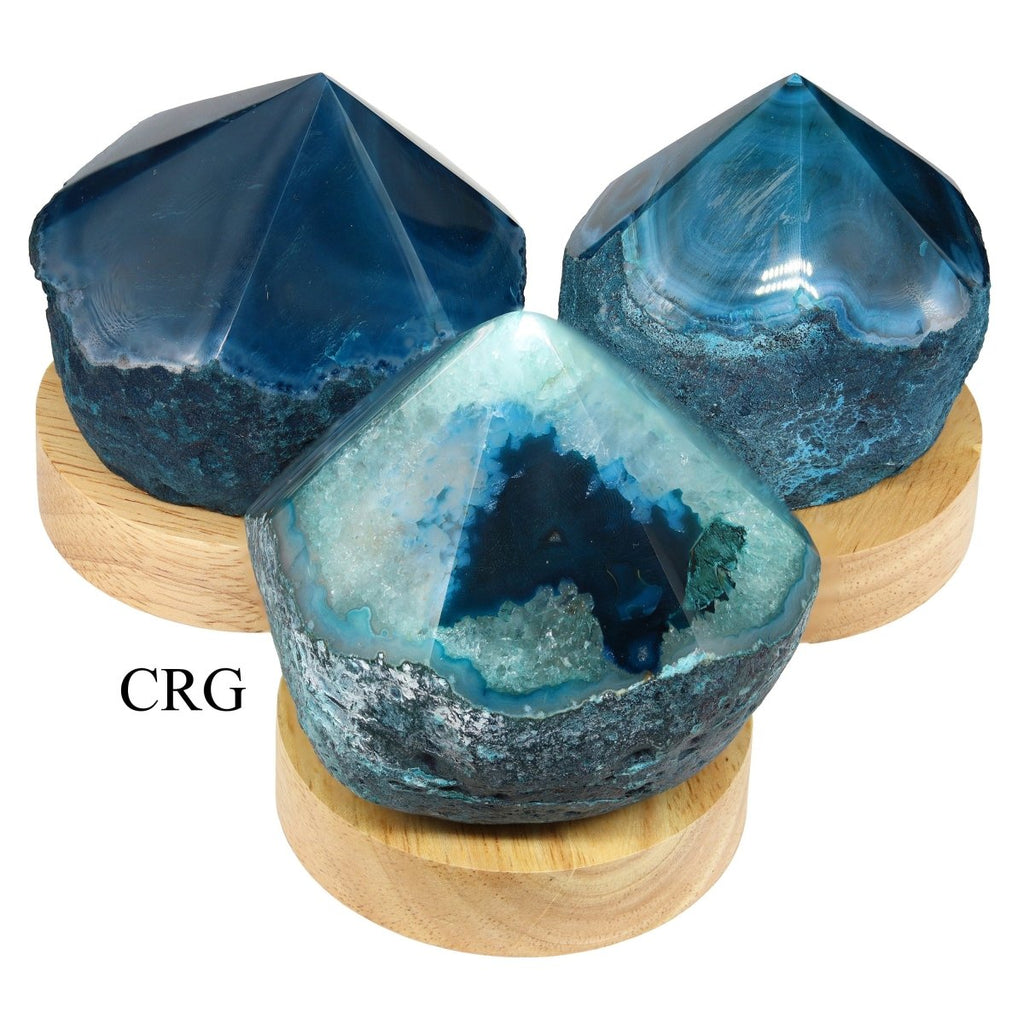 Mini Teal Top Polished Point Agate Lamp