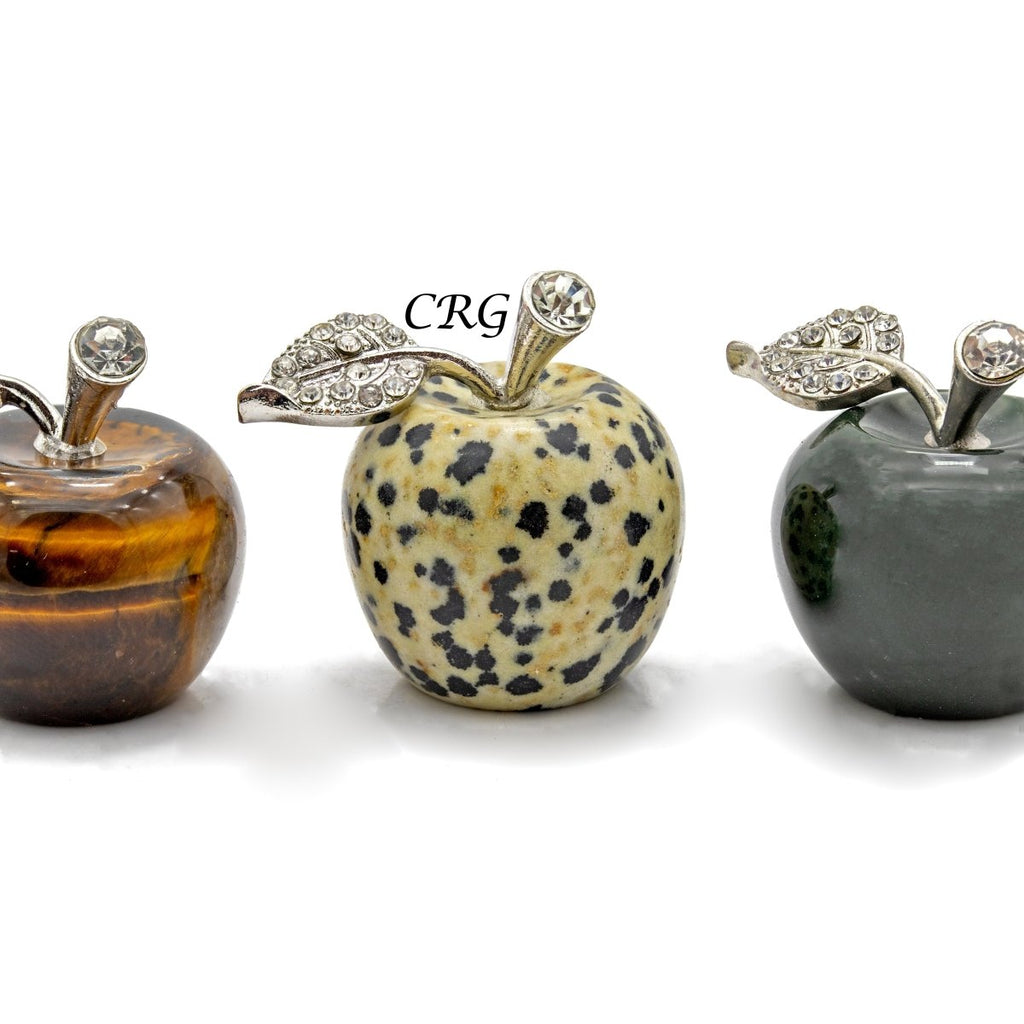 Assorted Gemstone Apple Figurines 1.5 Inches (4 Pieces)