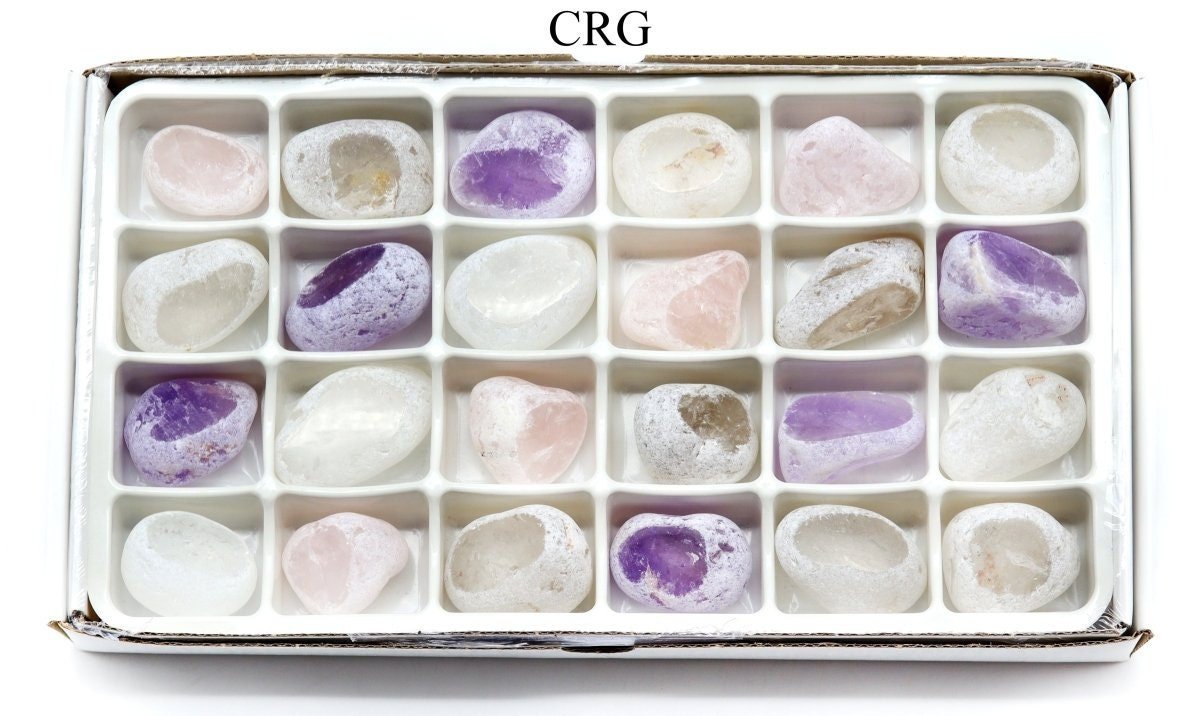Mixed Ema Egg Boxed Flat (24 Pieces) (1 to 1.5 Inches) Bulk Wholesale Crystals Minerals Gemstones
