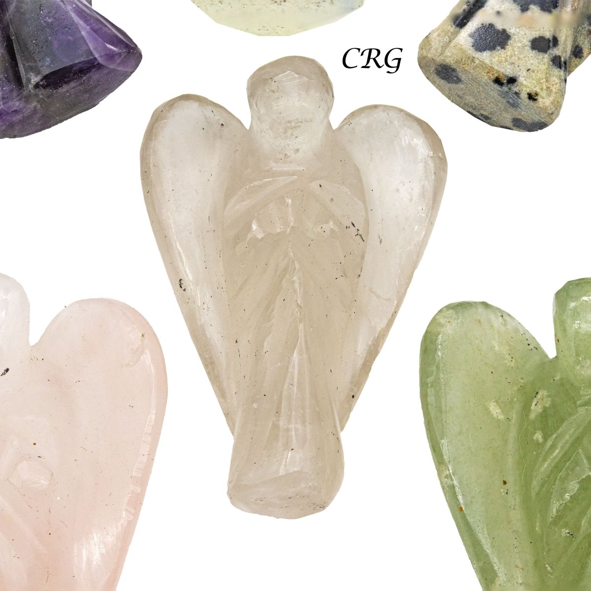 Mixed Gemstone Angels (8 Pieces) Size 4 cm Crystal Gemstone Carvings