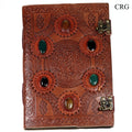 Mixed Gemstone Leather Notebook (1 Piece) Size 9.8 by 7 Inches Assorted Crystal Journal Notepaper