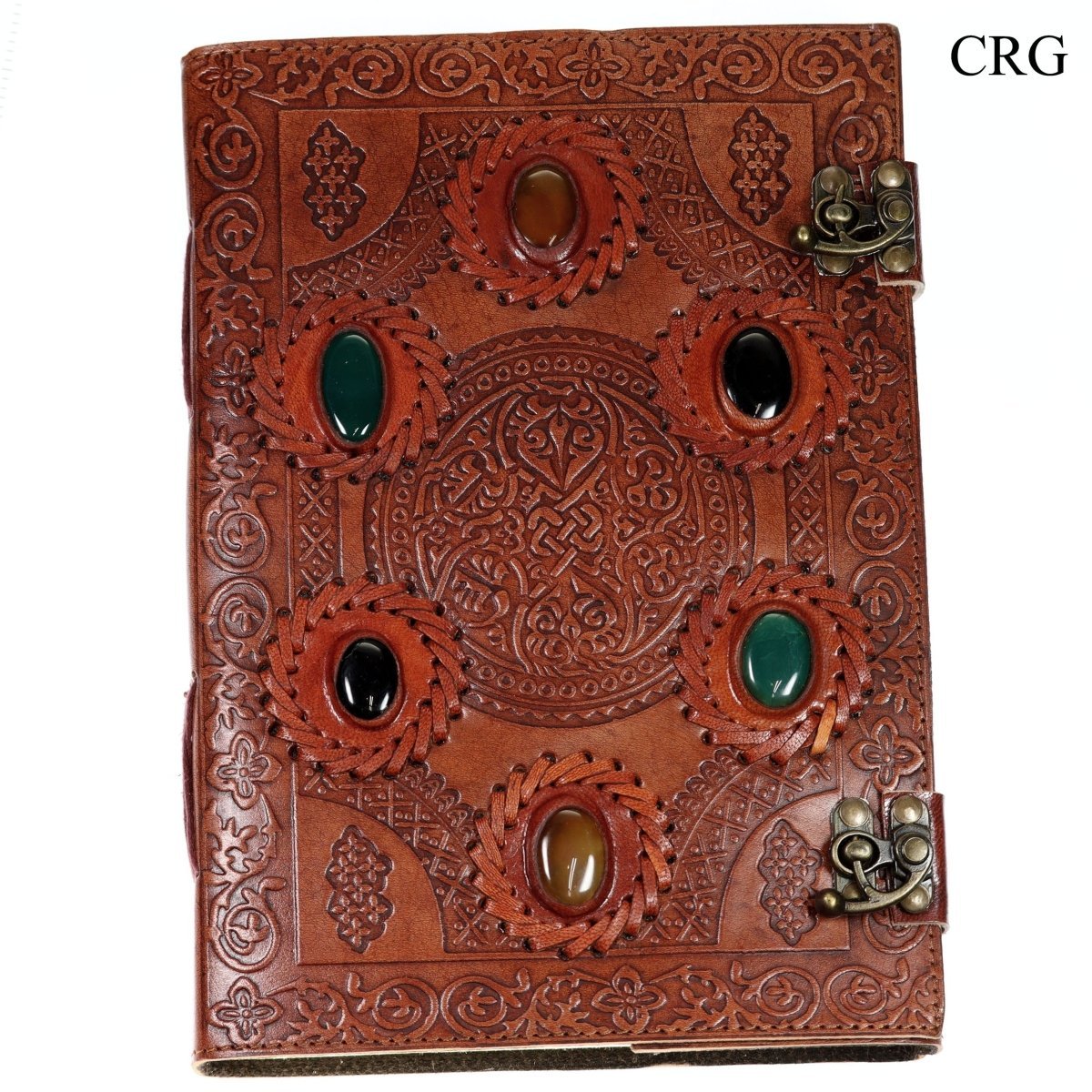 Mixed Gemstone Leather Notebook (1 Piece) Size 9.8 by 7 Inches Assorted Crystal Journal Notepaper