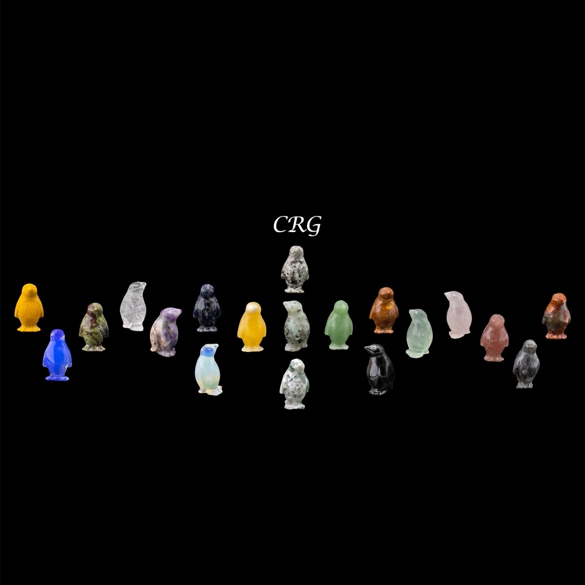 Mixed Gemstone Penguins (4 Pieces) Size 1.5 Inches Assorted Crystal Animal Carvings