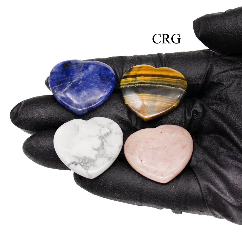 Mixed Gemstone Pocket Hearts 30mm (12 Pieces)