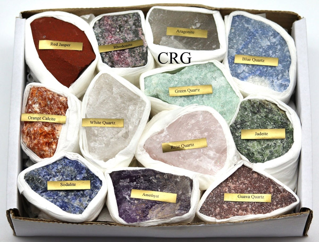 Mixed Rough Minerals Small Flat (12 Pieces) Size 1.25 to 2.5 Inches Assorted Crystal Gemstone Flat