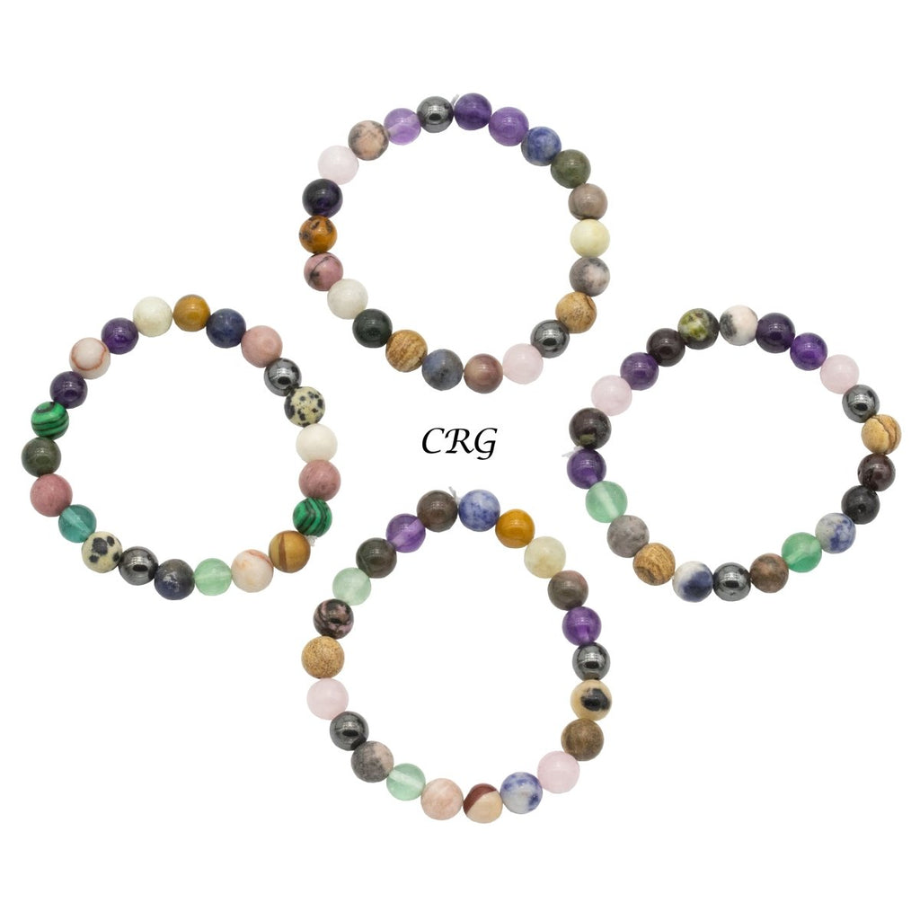 Mixed Stone Round Bead Stretch Bracelet (8 mm) (1 Piece)