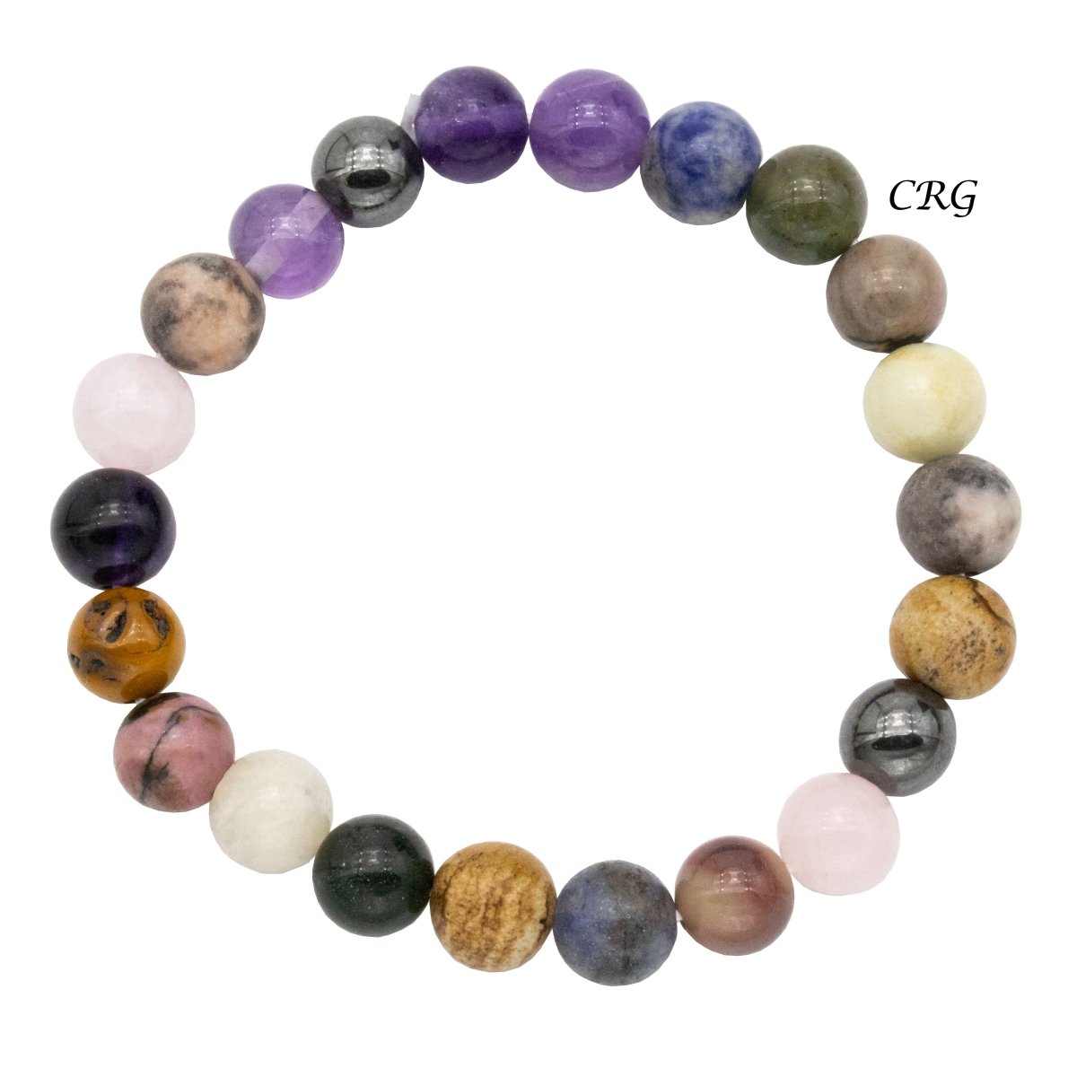 Mixed Stone Round Bead Stretch Bracelet (8 mm) (1 Piece)