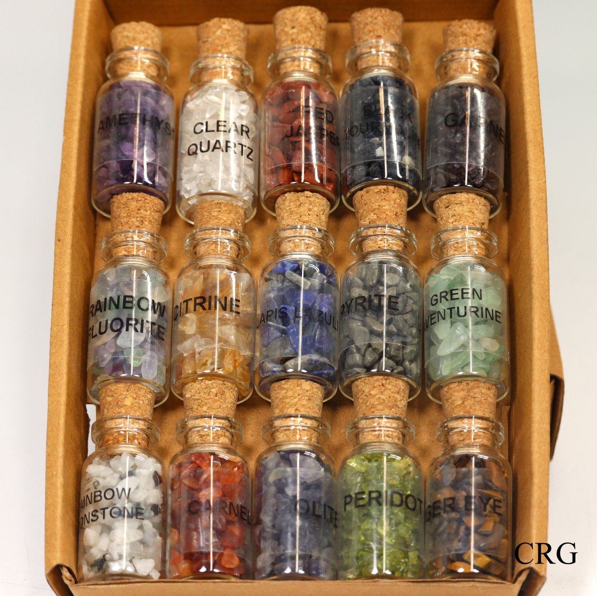 MOON SET - Assorted Gemstone Chip Bottles / 15 PC Set