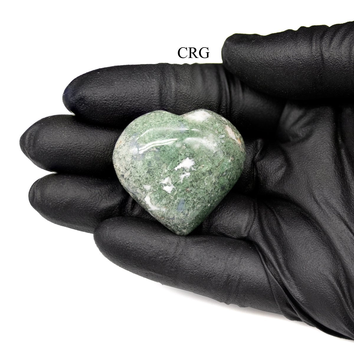 Moss Agate and Tree Agate Puffy Gemstone Hearts (5 Pieces) Size 1.5 Inches Crystal Shapes