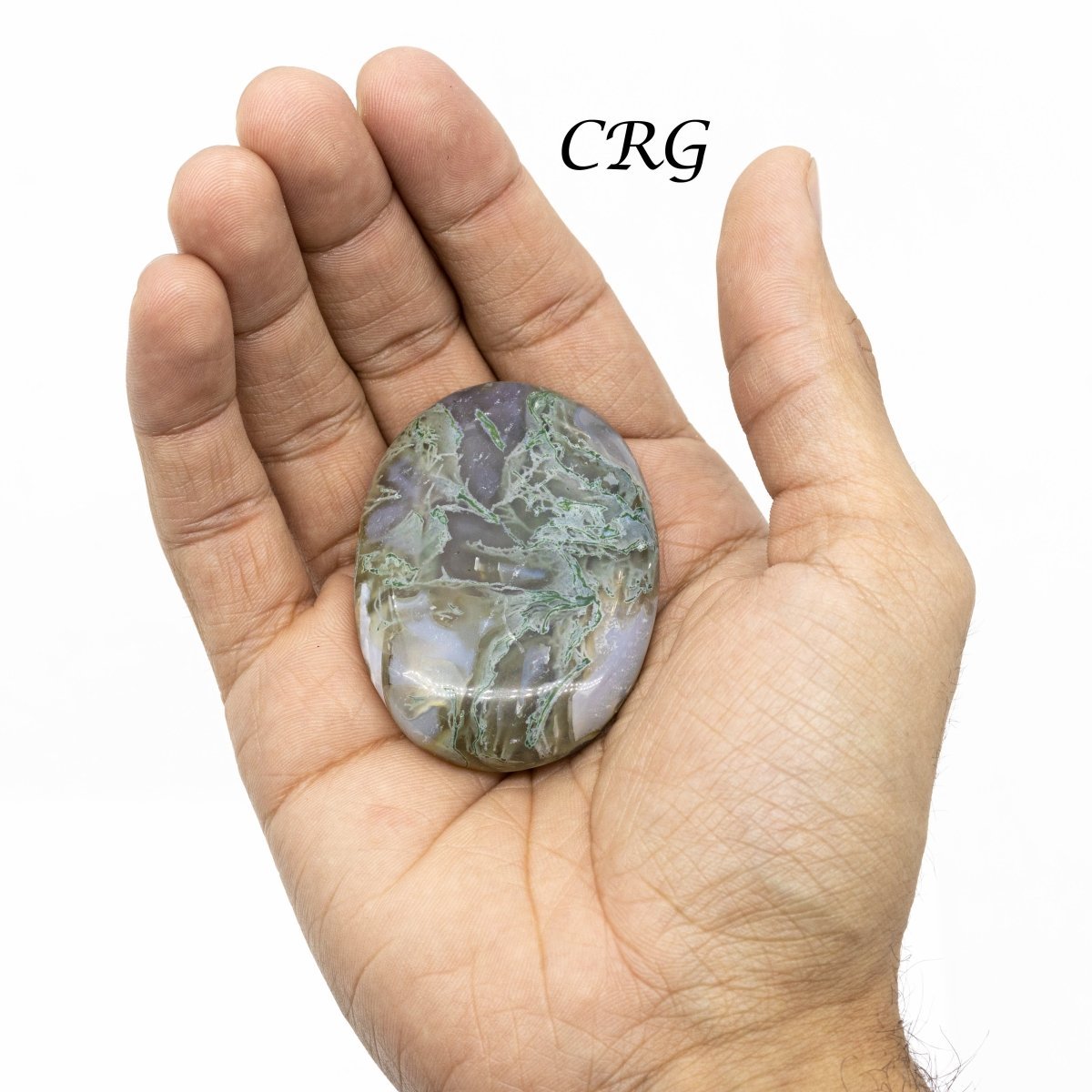 Moss Agate Palm Stone (1 Piece) 2 Inches Polished Crystal