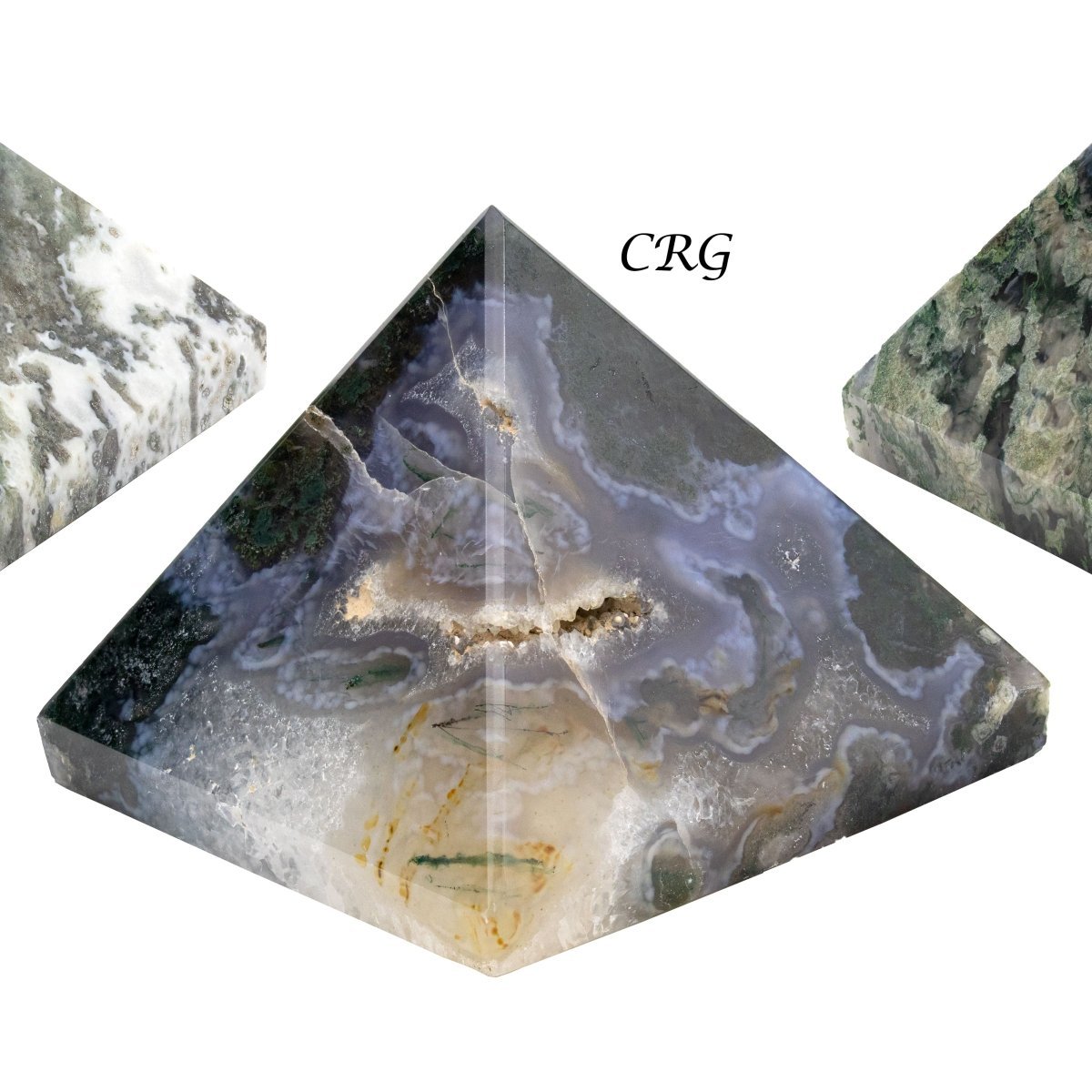 Moss Agate Pyramid (1 Piece) Size 2 to 3 Inches Faceted Gemstone